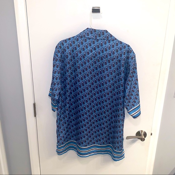 blue dior button up shirt